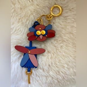 Burberry Beasts Owl Head Leather Key and Padlock Bag Charm